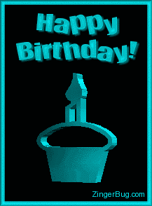 Click to get the codes for this image. 3d Birthday Cupcake Blue, Birthday Cakes, 3D Birthday Graphics, Happy Birthday Free Image, Glitter Graphic, Greeting or Meme for Facebook, Twitter or any forum or blog.