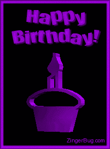 Click to get the codes for this image. 3d Birthday Cupcake Purple, Birthday Cakes, 3D Birthday Graphics, Happy Birthday, Popular Favorites Free Image, Glitter Graphic, Greeting or Meme for Facebook, Twitter or any forum or blog.