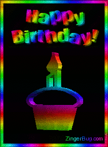 Click to get the codes for this image. 3d Birthday Cupcake Rainbow, Birthday Cakes, 3D Birthday Graphics, Happy Birthday Free Image, Glitter Graphic, Greeting or Meme for Facebook, Twitter or any forum or blog.