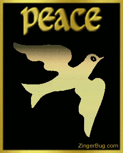 Click to get the codes for this image. This graphic is a 3D gold dove charm rotating in space. The comment reads: Peace