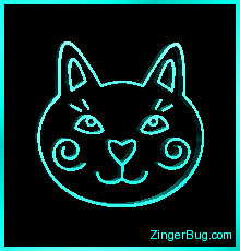 Click to get the codes for this image. 3D Graphic Silly Cat Head Aqua, Animals  Cats, Animals  Cats Free Image, Glitter Graphic, Greeting or Meme for Facebook, Twitter or any forum or blog.