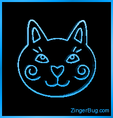 Click to get the codes for this image. 3D Graphic Silly Cat Head Blue, Animals  Cats, Animals  Cats Free Image, Glitter Graphic, Greeting or Meme for Facebook, Twitter or any forum or blog.
