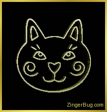 Click to get the codes for this image. 3D Graphic Silly Cat Head Gold, Animals  Cats, Animals  Cats Free Image, Glitter Graphic, Greeting or Meme for Facebook, Twitter or any forum or blog.