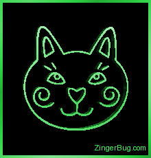 Click to get the codes for this image. 3D Graphic Silly Cat Head Green, Animals  Cats, Animals  Cats Free Image, Glitter Graphic, Greeting or Meme for Facebook, Twitter or any forum or blog.