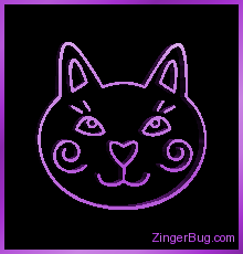 Click to get the codes for this image. 3D Graphic Silly Cat Head Purple, Animals  Cats, Animals  Cats Free Image, Glitter Graphic, Greeting or Meme for Facebook, Twitter or any forum or blog.