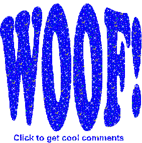 Click to get the codes for this image. Blue Woof Glitter Text Graphic, Animals  Dogs Free Image, Glitter Graphic, Greeting or Meme for Facebook, Twitter or any forum or blog.
