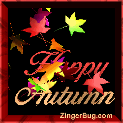 Click to get the codes for this image. This 3D Graphic features colorful falling leaves with the comment: Happy Autumn