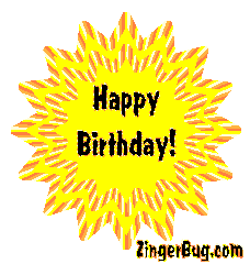 Click to get the codes for this image. Happy Birthday Sun, Birthday Suns  Starbursts, Happy Birthday Free Image, Glitter Graphic, Greeting or Meme for Facebook, Twitter or any forum or blog.