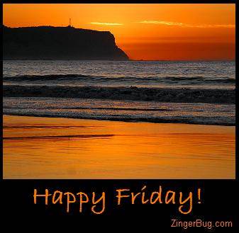 Happy Friday Sunset Photo Glitter Graphic, Greeting, Comment, Meme or GIF
