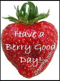 Click to get the codes for this image. photo of a strawberry with the comment: Have a Berry Good Day!