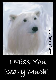 Click to get the codes for this image. Painting of a polar bear. Comment reads: I Miss you Beary Much