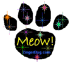 Click to get the codes for this image. Meow Paw Print With Colorful Stars, Animals  Cats Free Image, Glitter Graphic, Greeting or Meme for Facebook, Twitter or any forum or blog.