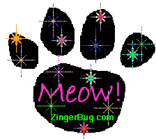 Click to get the codes for this image. Meow Colorful Stars Paw Print, Animals  Cats Free Image, Glitter Graphic, Greeting or Meme for Facebook, Twitter or any forum or blog.