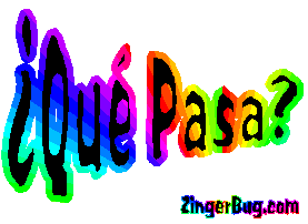 Click to get the codes for this image. Que pasa rainbow wagging Glitter Text, Hi Hello Aloha Wassup etc, Spanish Free Image, Glitter Graphic, Greeting or Meme for Facebook, Twitter or any blog.