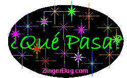 Click to get the codes for this image. Que pasa stars Glitter Text, Hi Hello Aloha Wassup etc, Spanish Free Image, Glitter Graphic, Greeting or Meme for Facebook, Twitter or any blog.