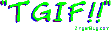 Click to get the codes for this image. Tgif 3-D Text Green, Happy Friday, TGIF Free Image, Glitter Graphic, Greeting or Meme for Facebook, Twitter or any forum or blog.