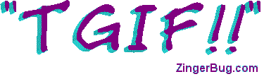 Click to get the codes for this image. Tgif 3-D Text Purple Aqua, Happy Friday, TGIF Free Image, Glitter Graphic, Greeting or Meme for Facebook, Twitter or any forum or blog.