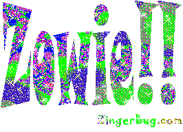 Click to get animated GIF glitter graphics of the word Zowie!
