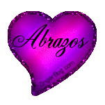 Click to get the codes for this image. Glitter graphic of a heart with the comment: Abrazos which means hugs in Spanish