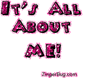 Click to get the codes for this image. All About Me Pink Glitter Text Graphic, All About Me Free Image, Glitter Graphic, Greeting or Meme for Facebook, Twitter or any blog.