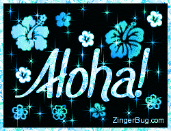 Click to get the codes for this image. Aloha Blue Stars Glitter Graphic, Hi Hello Aloha Wassup etc, Flowers Free Image, Glitter Graphic, Greeting or Meme for Facebook, Twitter or any blog.