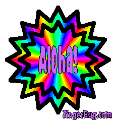 Click to get the codes for this image. Aloha Rainbow Starburst Glitter Graphic, Hi Hello Aloha Wassup etc Free Image, Glitter Graphic, Greeting or Meme for any Facebook, Twitter or any blog.