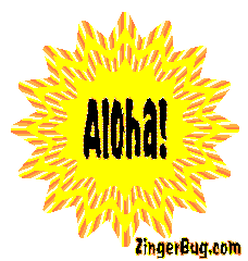 Click to get the codes for this image. Aloha Sun Starburst Glitter Graphic, Hi Hello Aloha Wassup etc Free Image, Glitter Graphic, Greeting or Meme for any Facebook, Twitter or any blog.