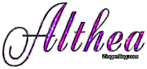 Click to get the codes for this image. Althea Pink Purple Glitter Name, Girl Names Free Image Glitter Graphic for Facebook, Twitter or any blog.