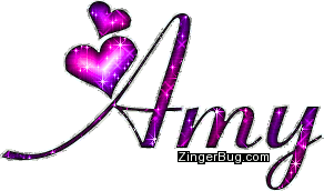 Click to get the codes for this image. Amy Pink Purple Glitter Name With Hearts, Girl Names Free Image Glitter Graphic for Facebook, Twitter or any blog.