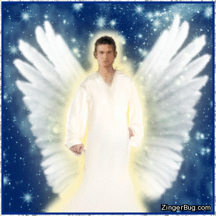 Click to get the codes for this image. Angel Guy With Stars, Angels Fairies and Mermaids, Religious  Christian, Angels Free Image, Glitter Graphic, Greeting or Meme for any forum, website or blog.