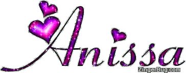Click to get the codes for this image. Anissa Pink And Purple Glitter Name, Girl Names Free Image Glitter Graphic for Facebook, Twitter or any blog.