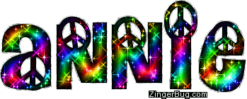 Click to get the codes for this image. Annie Rainbow Peace Sign Glitter Name, Girl Names Free Image Glitter Graphic for Facebook, Twitter or any blog.