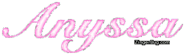 Click to get the codes for this image. Anyssa Light Pink Glitter Name, Girl Names Free Image Glitter Graphic for Facebook, Twitter or any blog.