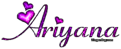Click to get the codes for this image. Ariyana Purple Pink Glitter Name With Hearts, Girl Names Free Image Glitter Graphic for Facebook, Twitter or any blog.