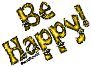 Click to get the codes for this image. Be Happy Yellow Smiley Glitter Text, Encouragement  Cheer Up, Be Happy, Smiley Faces Free Image, Glitter Graphic, Greeting or Meme for Facebook, Twitter or any forum or blog.