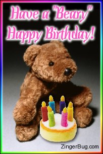 Click to get the codes for this image. Have a Beary Happy Birthday Teddy Bear Photo, Birthday Cakes, Birthday Teddy Bears, Teddy Bears, Happy Birthday Free Image, Glitter Graphic, Greeting or Meme for Facebook, Twitter or any forum or blog.