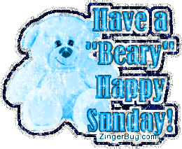 Click to get the codes for this image. This cute glitter graphic features a blue glittered teddy bear. The comment reads: Have a Beary Happy Sunday!
