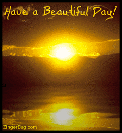 Click to get the codes for this image. This beautiful comment shows a spectacular sunrise reflected in an animated pool. The comment reads: Have a Beautiful Day!