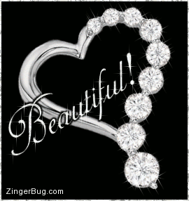 Click to get the codes for this image. This beautiful glitter graphic features a silver heart with sparkling diamonds. The comment reads: Beautiful!