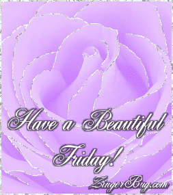 Click to get the codes for this image. This beautiful glitter graphic shows a close-up of a purple rose with silver glitter on the tips of each petal. The comment reads: Have a Beautiful Friday!