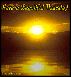 Click to get the codes for this image. This beautiful comment shows a spectacular sunrise reflected in an animated pool. The comment reads: Have a Beautiful Thursday!