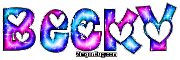 Click to get the codes for this image. Becky Pink And Blue Glitter Name With Hearts, Girl Names Free Image Glitter Graphic for Facebook, Twitter or any blog.