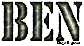 Click to get the codes for this image. Ben Army Camouflage Glitter Name, Guy Names Free Image Glitter Graphic for Facebook, Twitter or any blog.