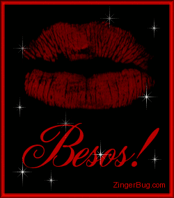 Click to get the codes for this image. Besos Red Lips Glitter Graphic, Hugs and Kisses, Spanish Free Image, Glitter Graphic, Greeting or Meme for Facebook, Twitter or any blog.