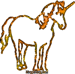 Click to get the codes for this image. Unicorn Orange Glitter Graphic, Animals, Animals  Horses  Hooved Creatures Free Image, Glitter Graphic, Greeting or Meme for Facebook, Twitter or any forum or blog.