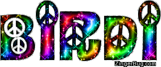 Click to get the codes for this image. Birdi Rainbow Peace Sign Name, Girl Names Free Image Glitter Graphic for Facebook, Twitter or any blog.