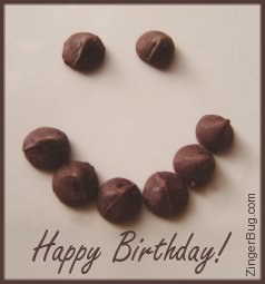 Click to get the codes for this image. Happy Birthday Chocolate Smile, Birthday Smiley Faces, Birthday Food not cake, Smiley Faces, Happy Birthday Free Image, Glitter Graphic, Greeting or Meme for Facebook, Twitter or any forum or blog.