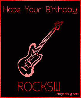 Click to get the codes for this image. This comment features a 3D rotating red guitar charm graphic. The comment reads: Hope Your Birthday Rocks!!!