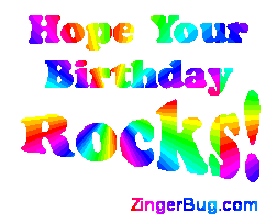 Click to get the codes for this image. Hope Your Birthday Rocks Rainbow Graphic, Birthday Glitter Text, Hope Your Birthday Rocks, Happy Birthday Free Image, Glitter Graphic, Greeting or Meme for Facebook, Twitter or any forum or blog.