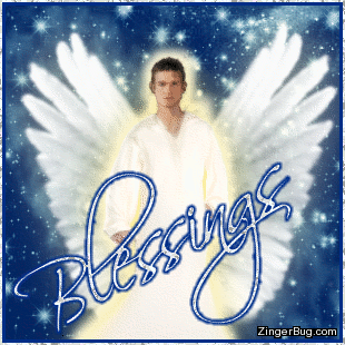 Click to get the codes for this image. Blessings Angel Guy With Stars, Angels Fairies and Mermaids, Religious  Christian, Popular Favorites Glitter Graphic, Comment, Meme, GIF or Greeting